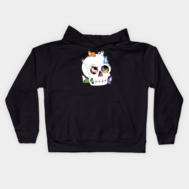 Skull is Full of Cats Kids Hoodie by obinsun